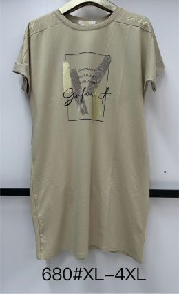 0680 # темно-бежевая женская туника (коттон 100%, 4 ед. размеры батал: XL. 2XL. 3XL. 4XL) выдача на следующий день фото