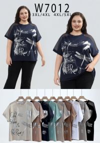 7012# микс цветов женская футболка Kiss Me (10 ед, размеры батал: 3XL-5XL) выдача на следующий день фото