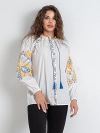 5151-10 # белая женская вышиванка (хлопок, 5 ед. размеры норма: S. M. L. XL. 2XL) выдача на следующий день фото