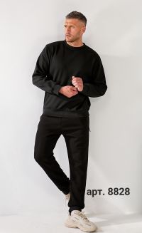 8828 * чёрный мужской спортивный костюм на велюре (95% хлопок, 5% эластан 5 ед. размеры полубатал: l. xl. 2xl. 3xl. 4xl) выдача  фото