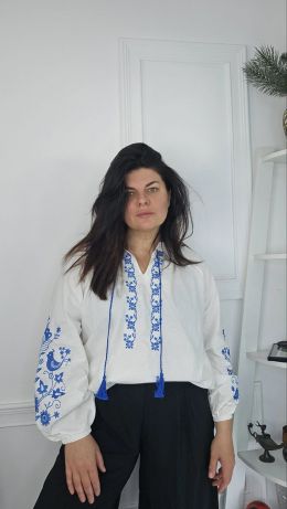 7410-2 # белая женская вышиванка (хлопок 100%, 5 ед. размеры норма: S. M. L. XL. 2XL) выдача на следующий день фото