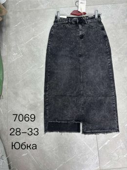 7069 # чёрная джинсовая женская юбка (стрейч-коттон, 6 ед, размеры полубатал: 28-33) выдача на следующий день фото