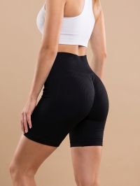2100-5 черные женские велосипедки (рубчик, с ефектом PUSH-UP, 5 ед, размеры норма: S/M. S/M.  M/L. M/L. M/L) фото