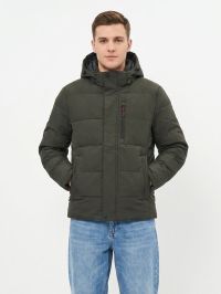 2374-7 темно-зеленая мужская куртка (синтепон, с капюшоном, 5ед, размеры норма: 48, 50, 52, 54, 56) фото