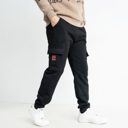 0407-1 НА ФЛИСЕ ЧЕРНЫЕ спортивные штаны мужские на манжете с карманами (5 ед. размеры на бирках: L.XL.2XL.3XL.4XL соответствуют  фото
