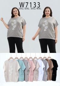 7133# микс цветов женская футболка Kiss Me (10 ед, размеры батал: 2XL-4XL) выдача на следующий день фото