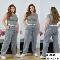 0242# серые женские джинсы (LADY N, стрейч коттон, 6 ед, размеры батал: 32-42) выдача на следующий день фото