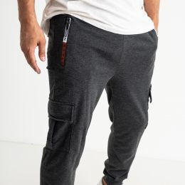 0108-6 СЕРЫЕ спортивные штаны мужские стрейчевые на манжете (5 ед. размеры на бирках: XL-5XL соответствуют M-3XL)  фото