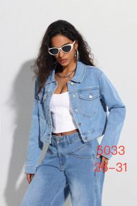 купить 5033 * голубая женская джинсовая куртка (6 ед. размеры норма: 26. 27. 28. 29. 30. 31) выдача на следующий день оптом