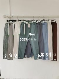 9027 # выбор цвета женские брюки (лен, 6 ед, размеры батал: 31-36) выдача на следующий день фото