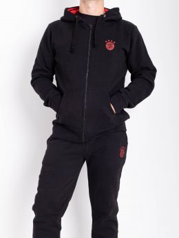 9745-122 черный мужской спортивный костюм (турецкая трехнитка, на флисе, 2ед, размеры норма:L. L) фото