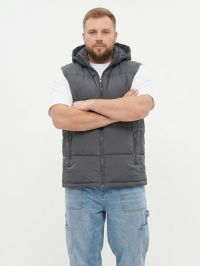 28266-6 серая мужская жилетка (сентипон, с капюшоном, 5ед, размеры батал: 52, 54, 56, 58, 60) фото