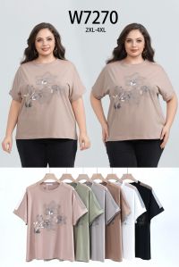 7270# микс цветов женская футболка (Kiss me, 10 ед, размеры батал: 2XL-4XL) выдача на следующий день фото