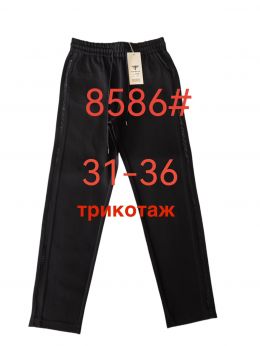 8586 # черные женские штаны (FUDEYAN, трикотаж, 6 ед. размеры батал: 31-36) выдача на следующий день    фото