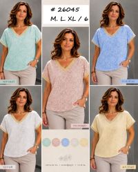 26045 # микс цветов женская футболка (95% коттон, 6 ед, размеры батал: M. L. XL) выдача на следующий день фото