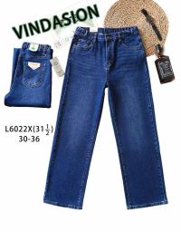 купить 6022-2 # синие женские джинсы (VINDASION, 6 ед. размеры батал: 30-36) выдача на следующий день оптом