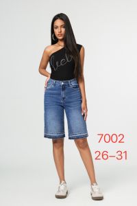 7002-2# синие женские джинсовые шорты с камнями (New Jeans, 6 ед, размеры норма: 26-31) выдача на следующий день фото