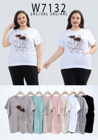 7132# микс цветов женская футболка Kiss Me (10 ед, размеры батал: 2XL-4XL) выдача на следующий день фото