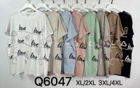6047# микс цветов женская футболка (Kiss me, 10 ед, размеры батал: 2XL-4XL) выдача на следующий день фото