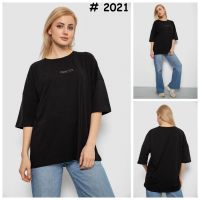 2021# черная женская футболка оверсайз (4 ед, размеры оверсайз: L-XL) выдача на следующий день фото