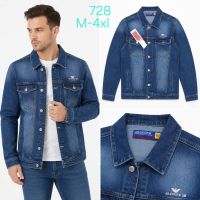 0728 # синяя мужская джинсовая куртка (6 ед, размеры норма: M-4XL) выдача на следующий день фото