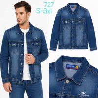 0727 # синяя мужская джинсовая куртка (6 ед, размеры норма: S-3XL) выдача на следующий день фото