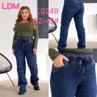 купить 0249-1 # синие женские джинсы (LDM, 6 ед. размеры батал: 32. 34. 36. 38. 40. 42) выдача на следующий день оптом