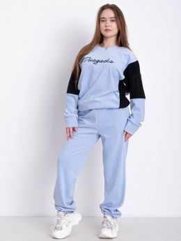 12480-42 голубой женский спортивный косюм (SARA, велюр, 2 ед. размеры полубатал: 46/48, 50/52) фото