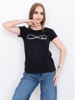купить 2207-1* черная женская футболка (ТУРЦИЯ, FAVORI, 100% коттон, 3 ед. размеры норма: S. M. L) выдача на следующий день             оптом