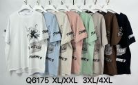 6175# микс цветов женская футболка (Kiss me, 10 ед, размеры батал: XL-4XL) выдача на следующий день фото