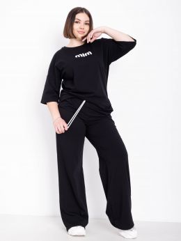 купить 0275-12 черный женский спортивный костюм (5'TH AVENUE, турецкий хлопок, 2 ед. размеры батал: 50. 52) оптом