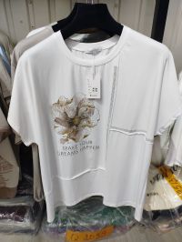 7130# микс цветов женская футболка (хлопок, 20 ед, размеры батал: 2XL/3XL универсальный) выдача на следующий день фото