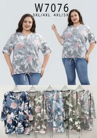7076# микс цветов женская футболка Kiss Me (10 ед, размеры батал: 3XL-5XL) выдача на следующий день фото