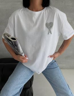 1323-10* белая женская футболка (6 ед. размеры норма: S. M. L, повторяются) выдача на следующий день фото