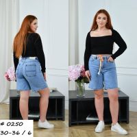 0250 # голубые женские джинсовые шорты (LADY N, стрейч коттон, 6 ед, размеры батал: 30-36) выдача на следующий день фото