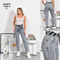 купить 7100# серые женсике джинсы (Lanlaniee, стрейч коттон, 6 ед, размеры норма: 25-30) выдача на следующий день оптом