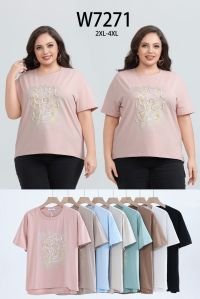 купить 7271 # микс цветов женская футболка (10 ед, размеры батал: 2XL-4XL) выдача на следующий день оптом