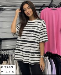 1240 # белая женская футболка (коттон, 5 ед, размеры норма: M-L универсальный) выдача на следующий день фото