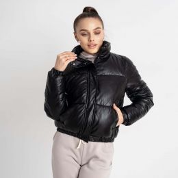 2810-113 чёрная женская куртка (MISS DIVA, из экокожи на синтепоне, 3 ед. размеры норма: M. L. 2XL) фото