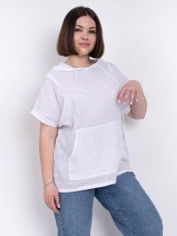3565-10 белая женская футболка (лён, 4 ед. размеры батал: 3XL. 4XL. 5XL. 6XL) фото