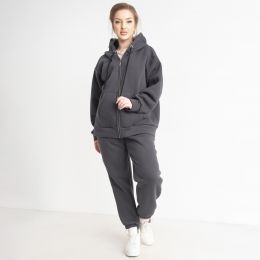 купить 0645-66 серый женский спортивный костюм (5'TH AVENUE, турецкая трехнитка, флис, 3 ед. размеры батал: 56. 58. 60) оптом
