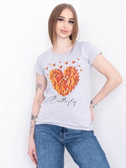 купить 2204-6* серая женская футболка (ТУРЦИЯ, FAVORI, 100% коттон, 3 ед. размеры норма: S. M. L) выдача на следующий день              оптом