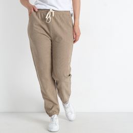 5226-2 бежевые женские спортивные штаны (ЛАСТОЧКА, вельветовые, 2 ед. размеры батал: 3XL/4XL. 5XL/6XL)  фото