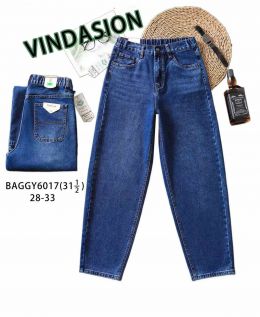купить 6017 # синие женские джинсы багги (VINDASION, 6 ед. размеры полубатал: 28-33) выдача на следующий день                          оптом