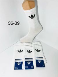 купить 53311 белые женские носки (хлопок, высокие, 12 ед. размеры норма: 36-39) оптом