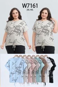 7161# микс цветов женская футболка (Kiss me, 10 ед, размеры батал: 2XL-4XL) выдача на следующий день фото