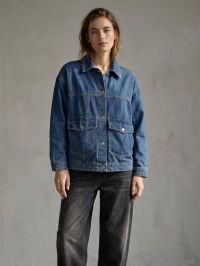 0821 блакитна жіноча джинсова куртка з нашивкою (Cotton, з кишенями 5 од, універсальний розмір норма :S/L) фото