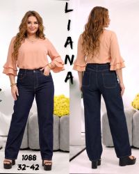 1088 # синие женские джинсы (Liana, стрейчч коттон, 6 ед, размеры батал: 32-42) выдача на следующий день фото