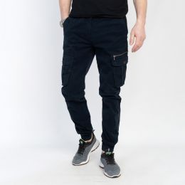 2073-37 темно-синие мужские брюки-карго (TICLACE, стрейчевые, 7 ед. размеры молодежка: 28. 29. 30. 31. 32. 33. 34) фото