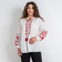 7410-10 # белая женская вышиванка (хлопок 100%, 5 ед. размеры норма: S. M. L. XL. 2XL) выдача на следующий день фото